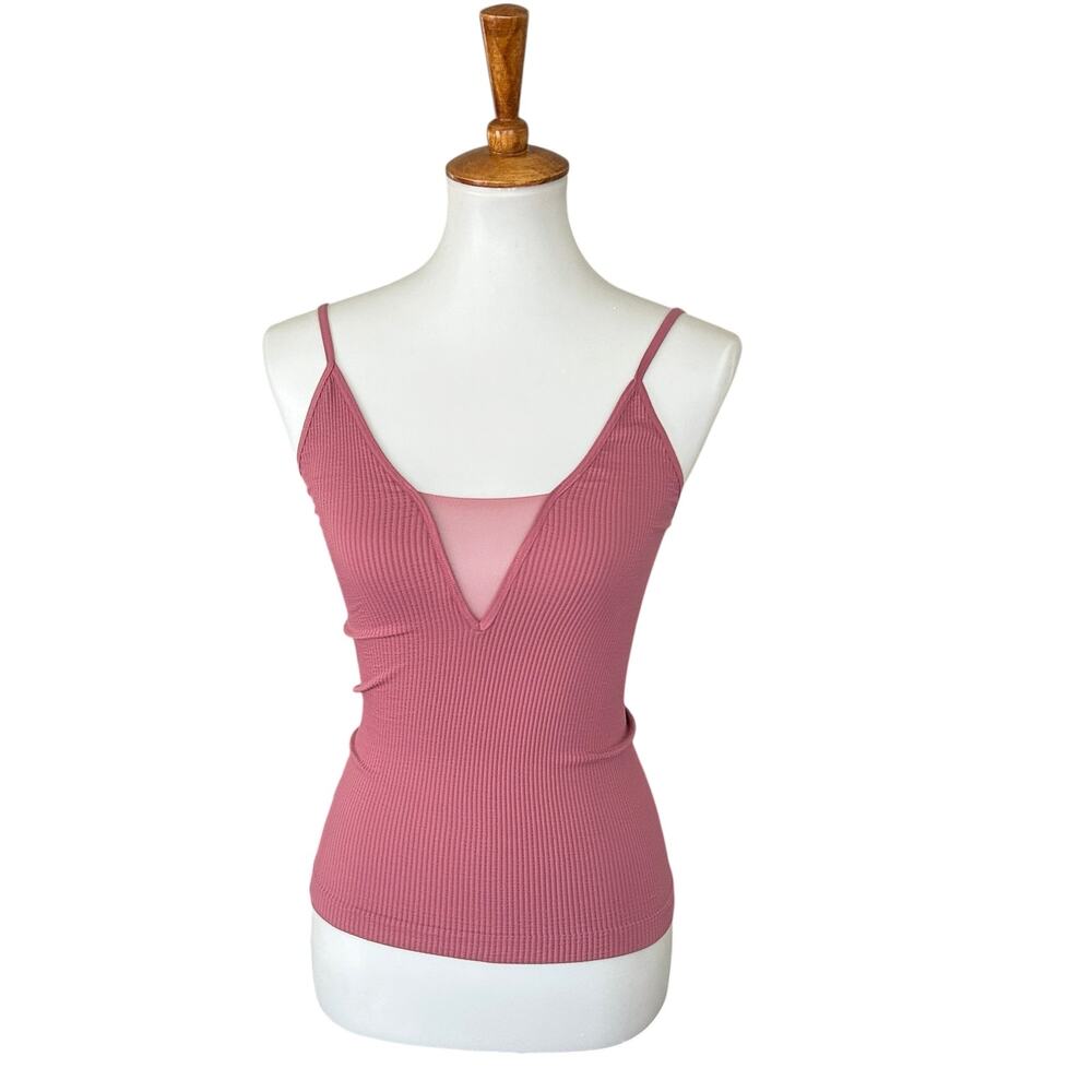 Free People Keep It Sleek Cami Seamless Ribbed Mauve Pink XS/S NWT